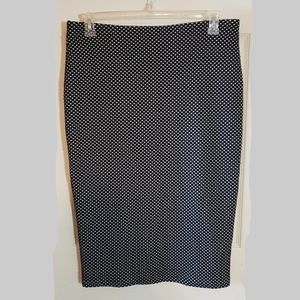 H&M Knit Pencil Skirt, White Ovals on Black, Sz 14, EUC, Zippered Vent in Back..